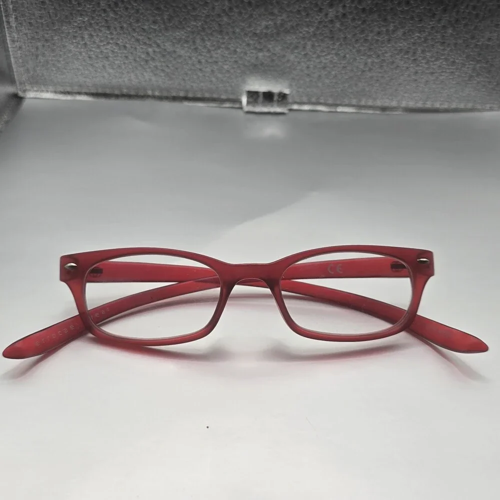 Rare Red Errocsyewear Rectangular Frame Reading Glasses 160PT04250 Retro Chic